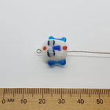 Buddha (2) - White w. Blue - Vintage Handmade Glass Lampwork Beads