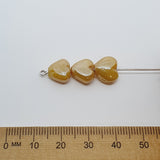 10mm Heart (25)- Opaque Yellow Lustre - Indian Glass Vintage Beads