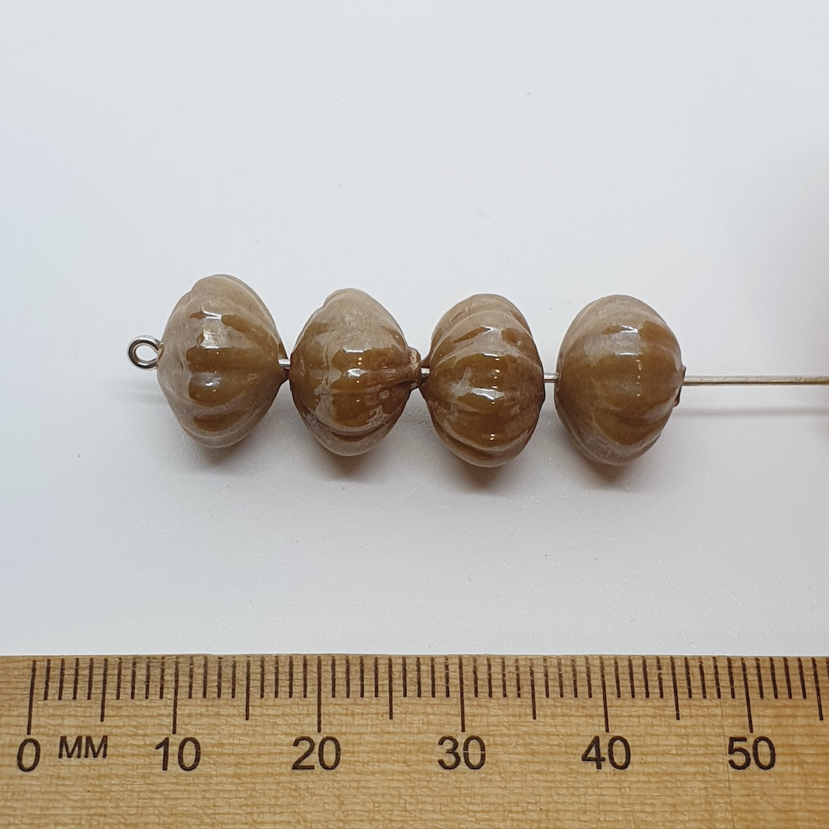 8x12mm Onion (25) - Opaque Caramel Lustre - Indian Glass Vintage Beads