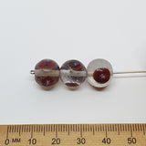 10x11mm Round (10) - Clear w. Red Crumb - Glass Vintage Replica Trade Beads