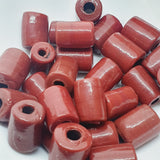 14x11mm Tube (25) - Dark Red Opaque - Glass Vintage Replica Trade Beads
