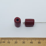 14x11mm Tube (25) - Dark Red Opaque - Glass Vintage Replica Trade Beads