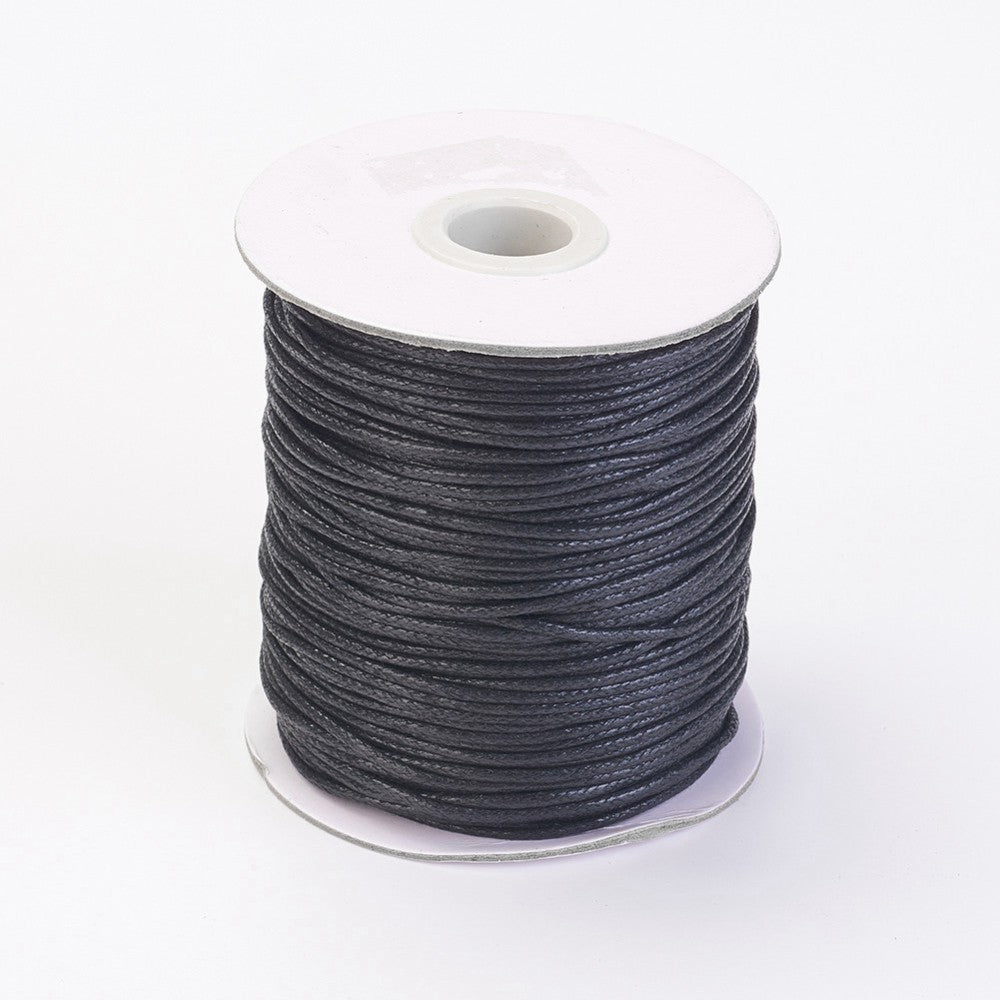 Spool of black thread on a white background