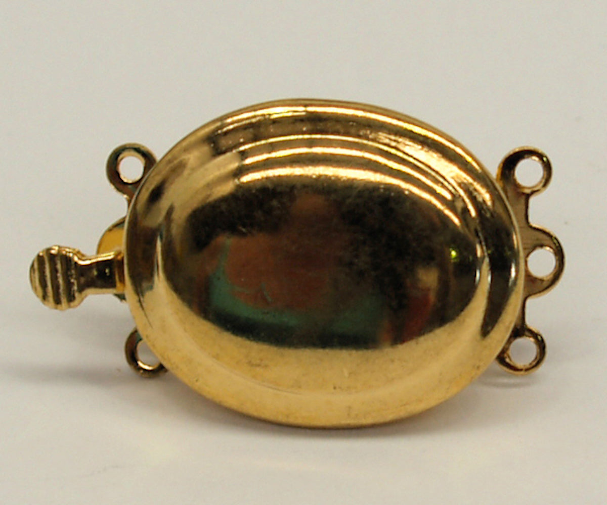 3 Row Oval Turtle Clasp (3) - Gold