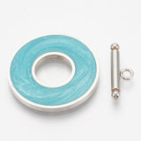 Enamel Toggle Clasp (1) - Turquoise & Silver
