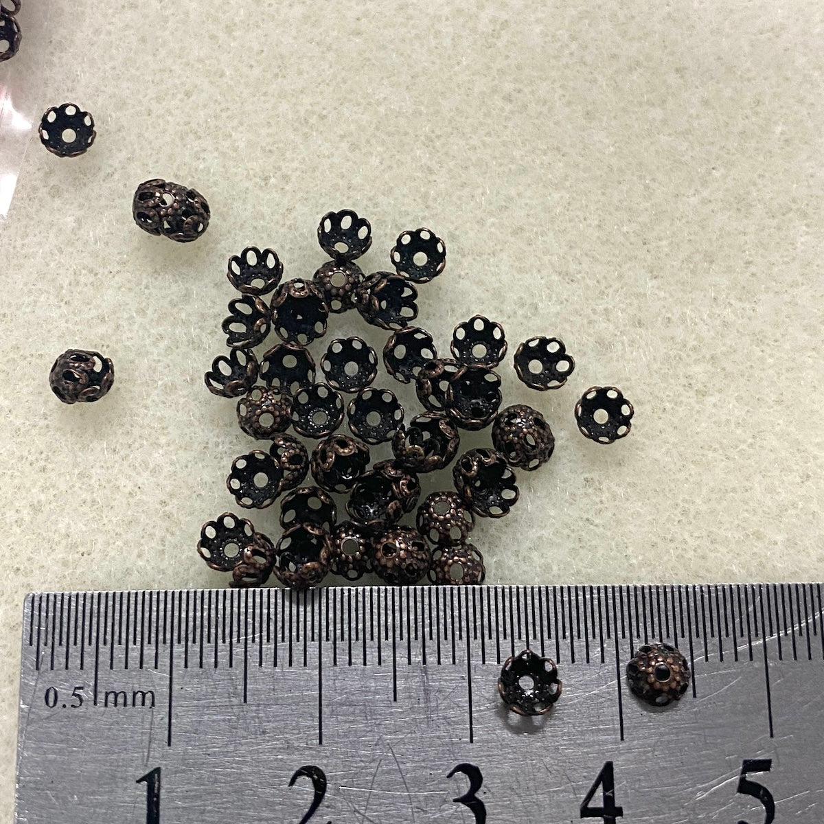 4x2mm Bead Cup (100) - Ancient Gold - Filigree - Bead Shack