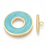 Enamel Toggle Clasp (1) - Turquoise & Gold