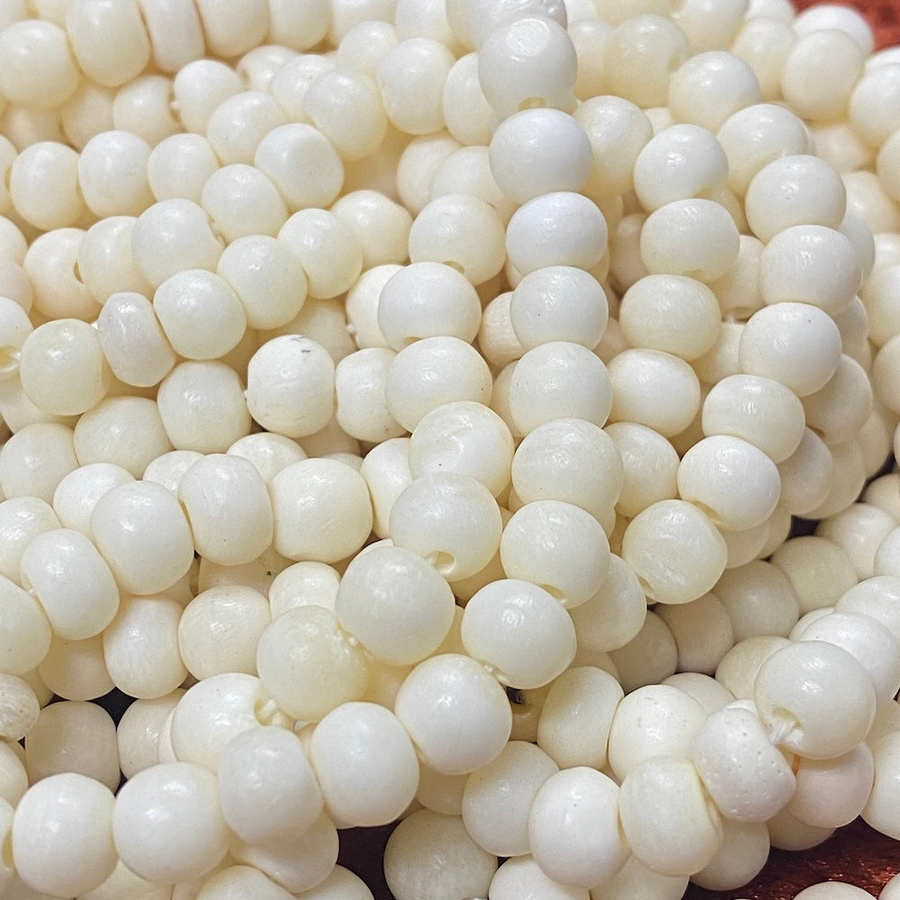 5x7mm Bone Beads - White - Round - (1 Strand)