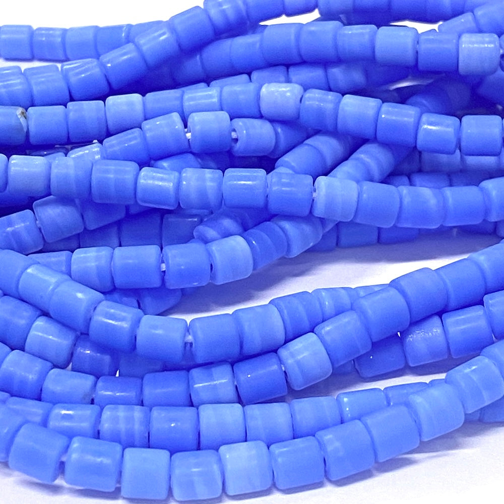 6mm Tube - Jacaranda Blue Opaque - Java Glass Beads - (1 strand)