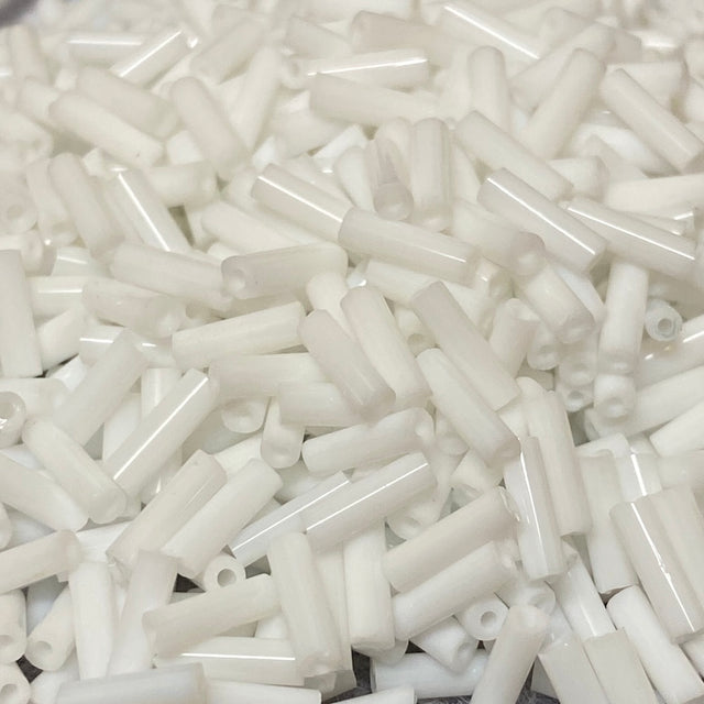 White - 6mm Opaque (50g) - Bugle Seed Beads - Bead Shack