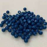 6mm (163) - Teal Blue Opaque - Round Glass Bead