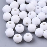 6mm White Opaque (100) - Round Acrylic Beads