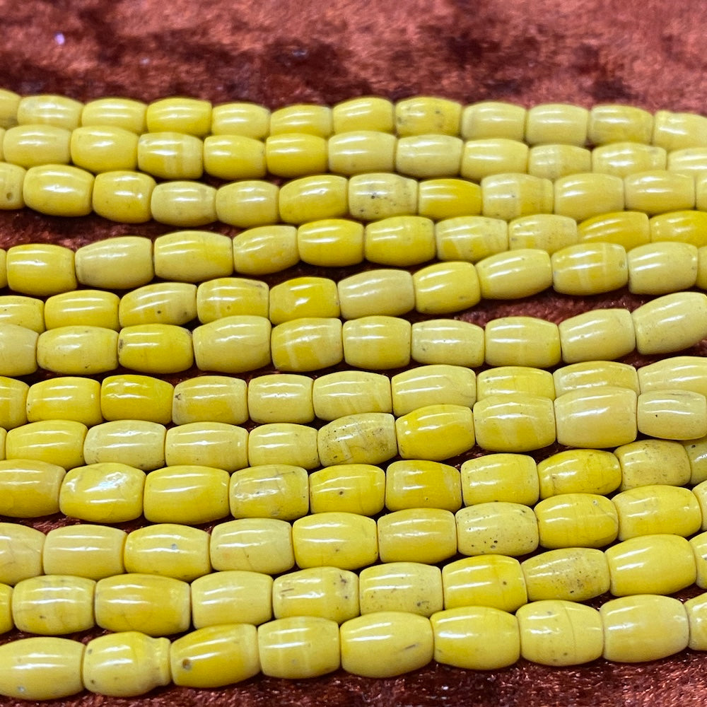7x5mm Oval - Yellow Opaque - Java Glass Beads - (1 strand)