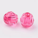 8mm Faceted Beads (100) - Hot Pink