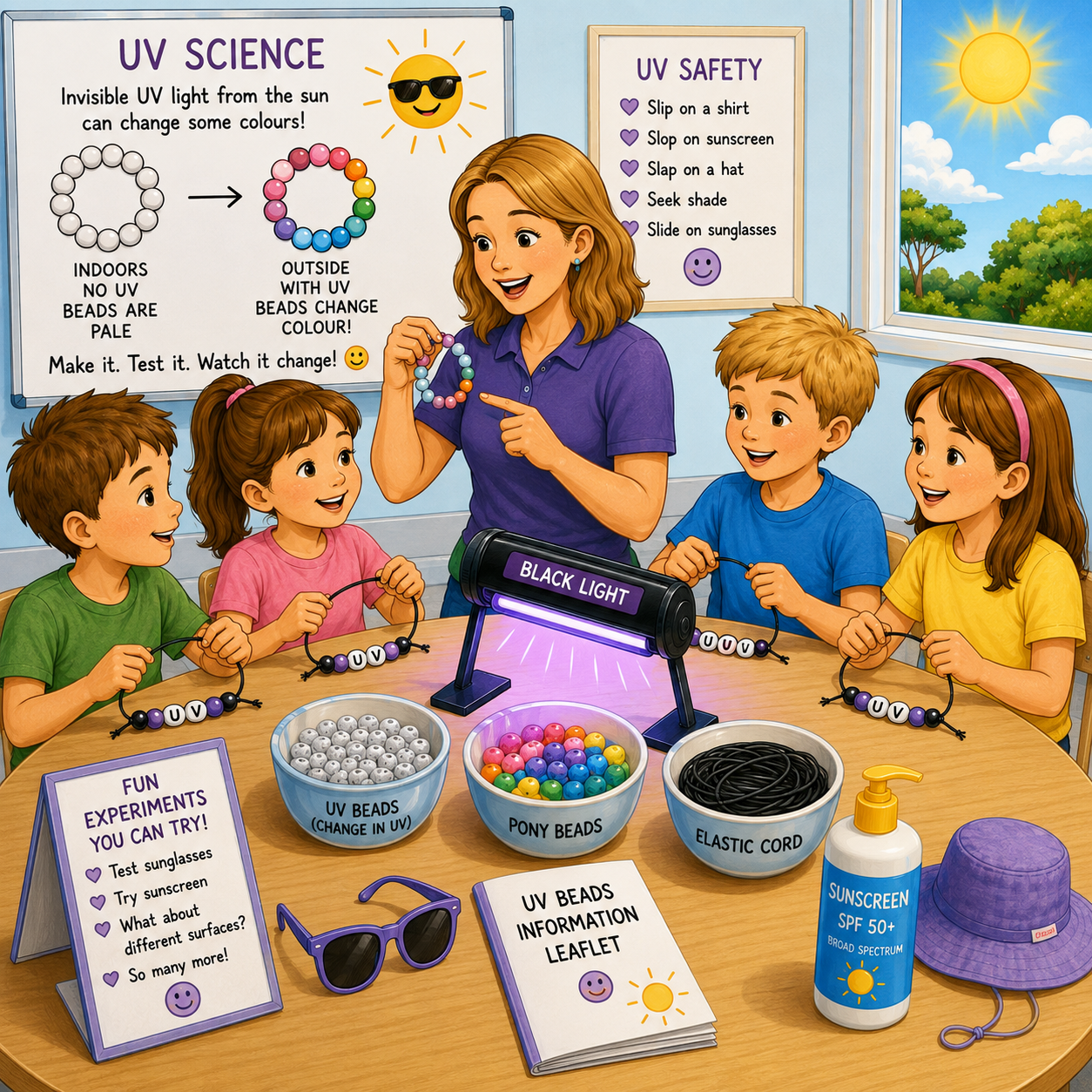 UV Sun Protection Discovery Kit (makes 50 Bracelets) - Teacher Resources - Bead Shack