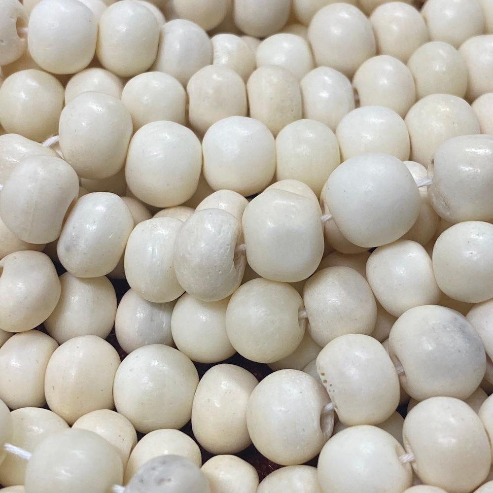 9x11mm Bone Beads - White - Round - (1 Strand)