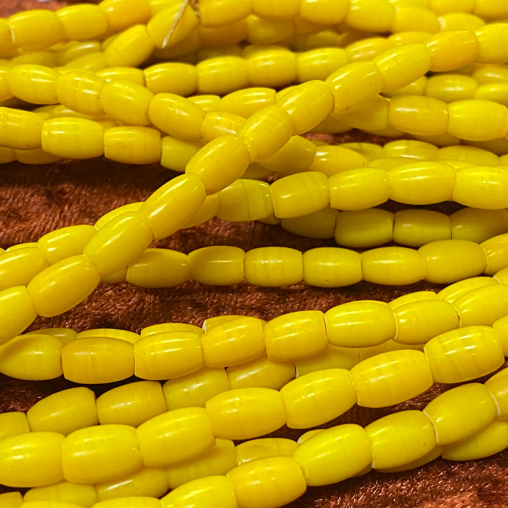 9x5mm Oval - Yellow Opaque - Java Glass Beads - (1 strand)