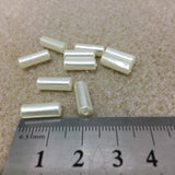 12x5mm Tube (100) - White - Vintage Acrylic Pearls