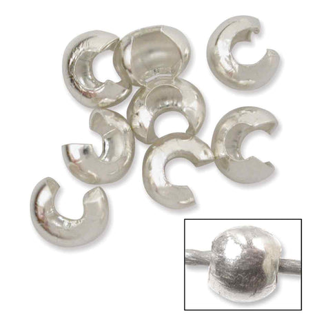 4mm Crimp Covers (2) - Sterling Silver - Bead Shack