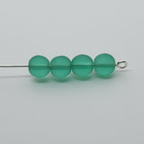 6mm Round (150) - Light Emerald Frosted - Vintage Czech Glass Beads