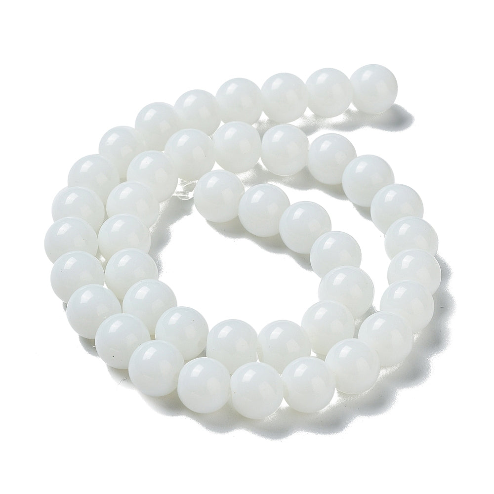 8mm (50) - White Opaque - Round Glass Bead