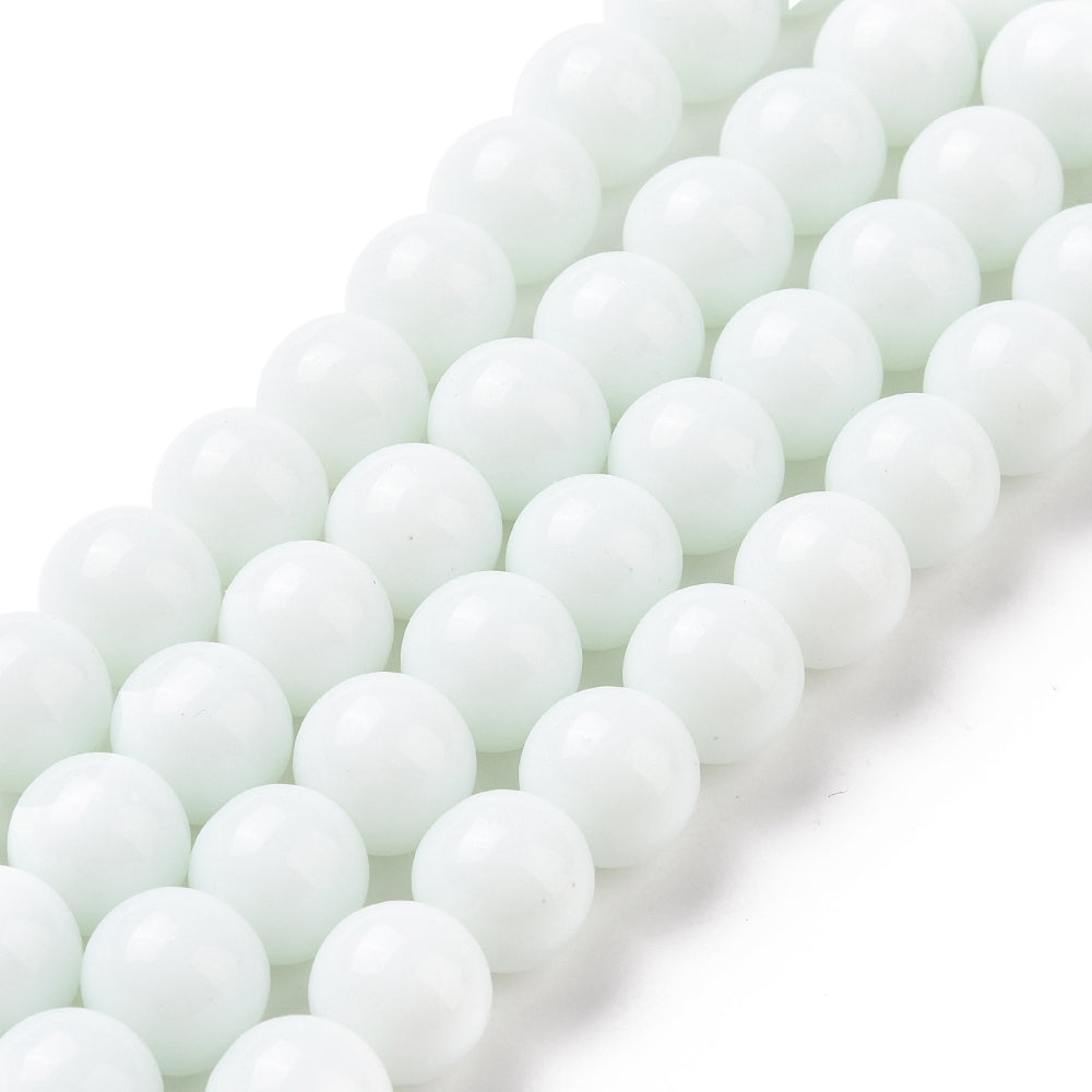 10mm (50) - White Opaque - Round Glass Bead