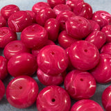 10x16mm Rondelle (10) - Pink - Vintage Opaque Marbled Effect Beads