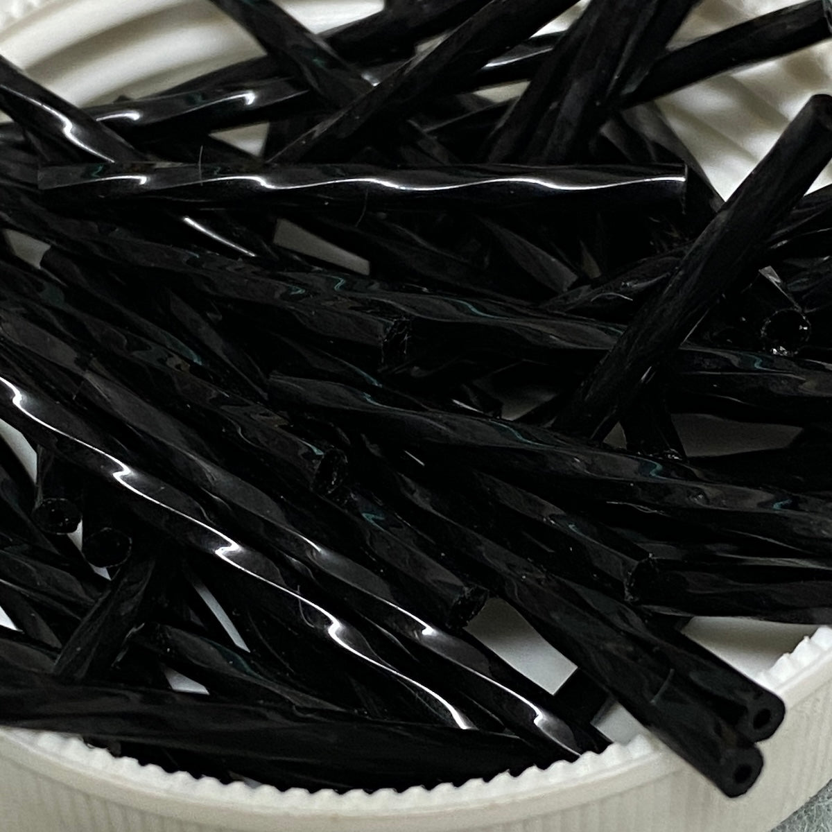 30mm Twisted Bugle Black Opaque - 15g Tube (Czech)