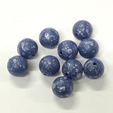 Blue marbled beads on a white background