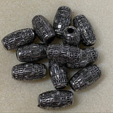 22x12mm Tube (10) - Antique Silver - Vintage Metalised Beads