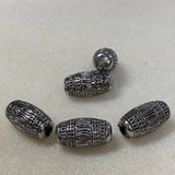 22x12mm Tube (10) - Antique Silver - Vintage Metalised Beads