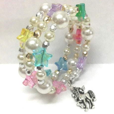 Close up photo showing a mermaid theme bracelet made from  kit