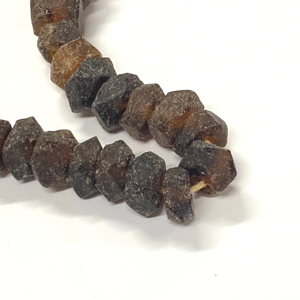 Rondelle - Cola Frosted Transparent - Java Recycled Glass Beads - (1 strand)