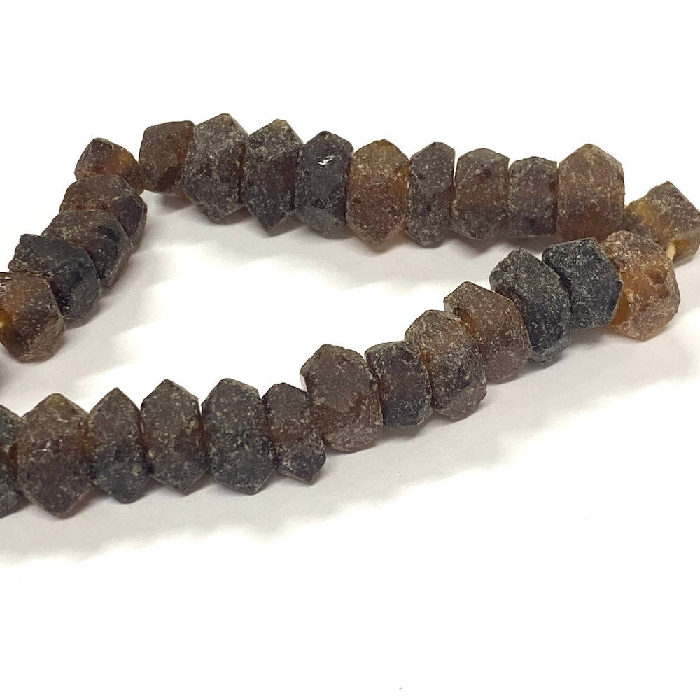 Rondelle - Cola Frosted Transparent - Java Recycled Glass Beads - (1 strand)