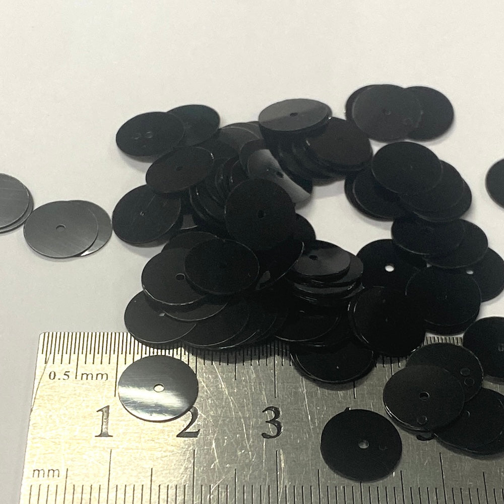 10mm Flat Sequins - 10 grams - Black