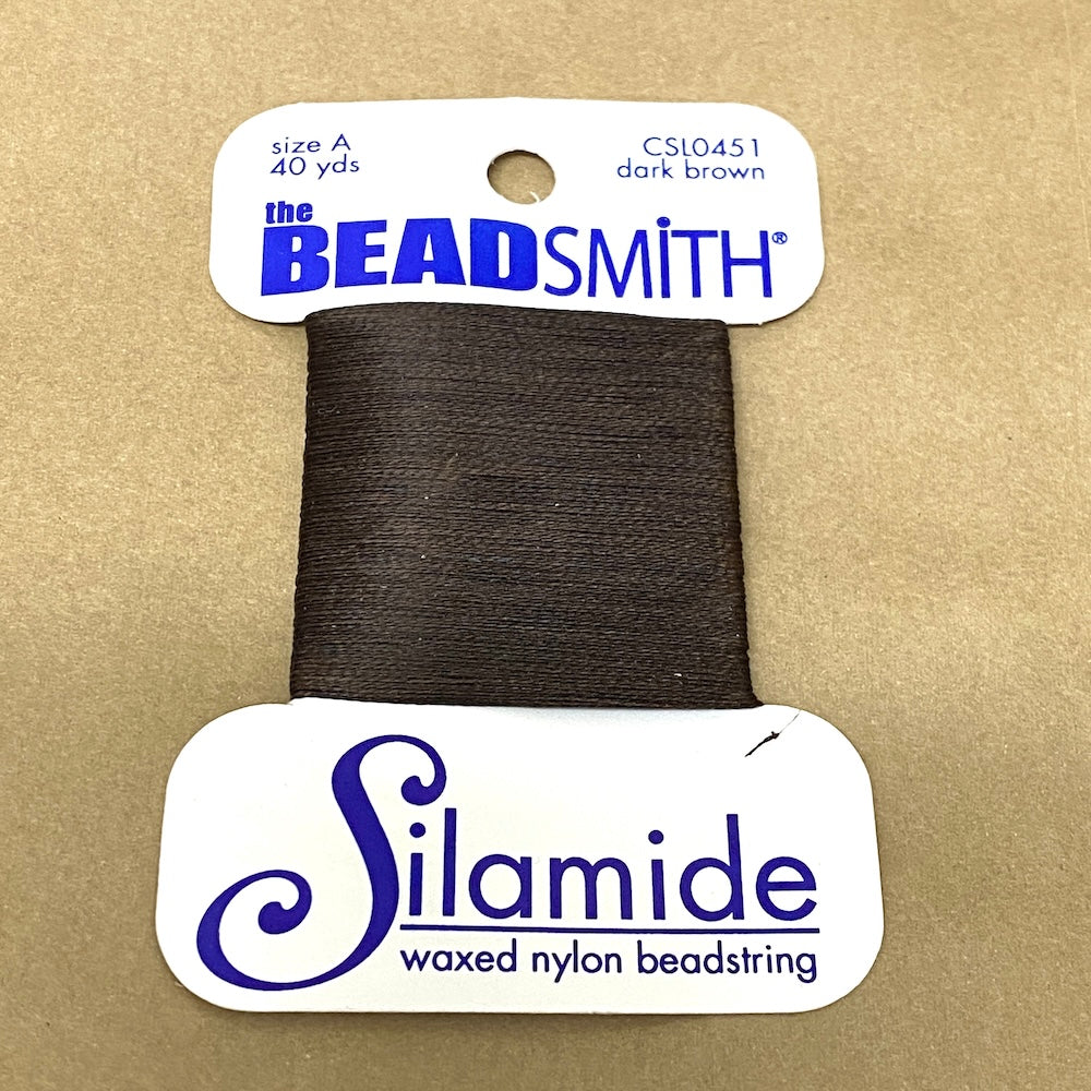 Dark Brown Silamide (36.5m) - Waxed Nylon Bead String