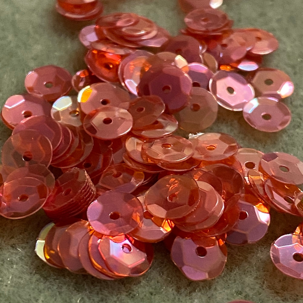 6mm Cupped Sequins - 5 grams - Transparent Red