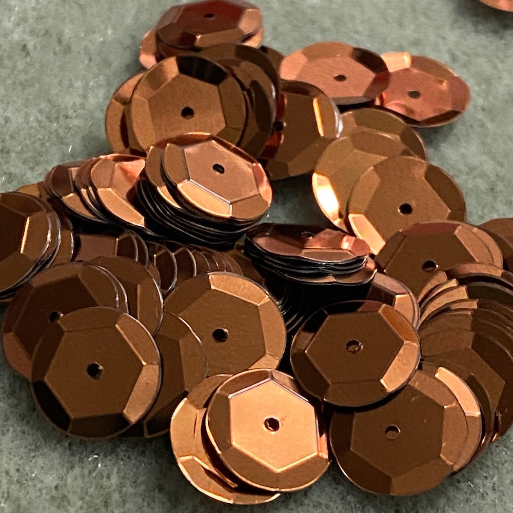 10mm Fluted Edge Sequins - 5 grams - Copper