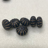 8x14mm Rondelle (10) - Black Matte w. Gold - Vintage Czech Glass Beads