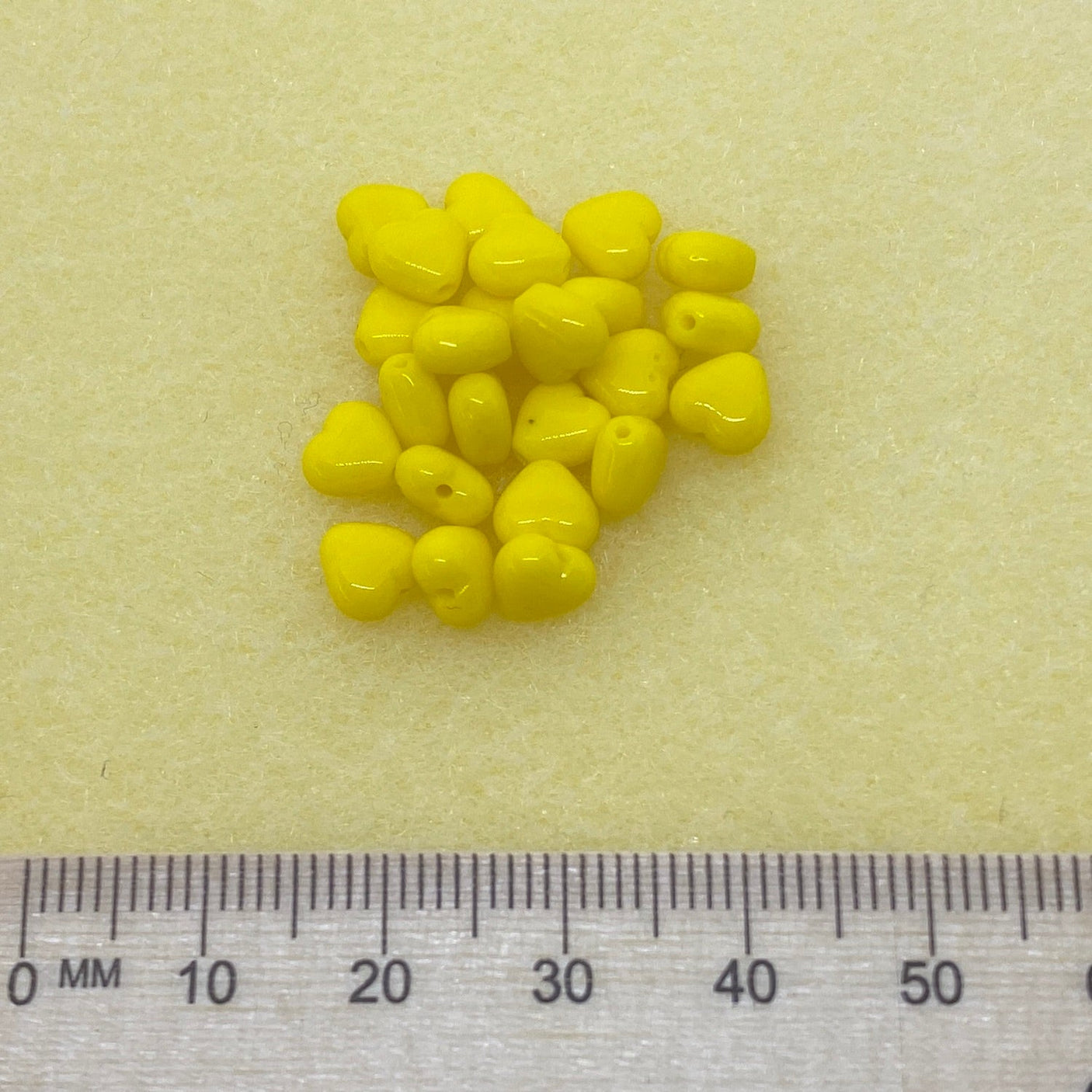 6mm Heart (100) - Yellow Opaque - Vintage Czech Glass Beads