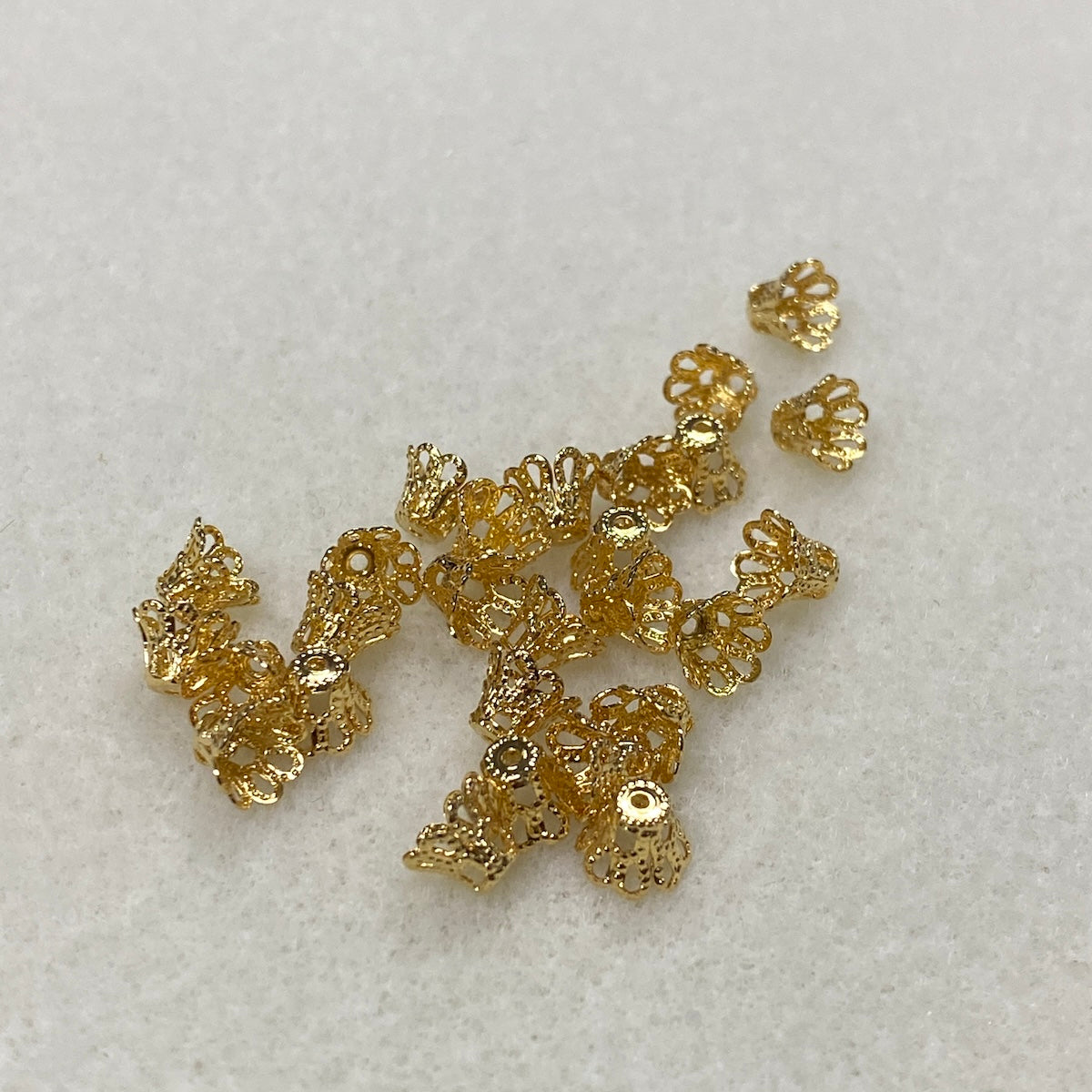 7x5mm Bead Cup (50) - Gold - Filigree - Bead Shack