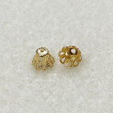 7x5mm Bead Cup (50) - Gold - Filigree - Bead Shack