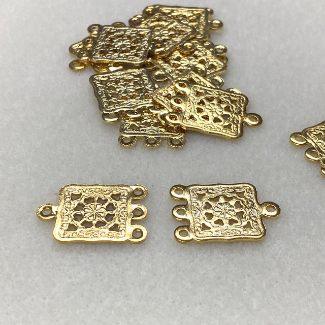 3 to 1 Square Filigree Chandelier (10) - Gold - Bead Shack