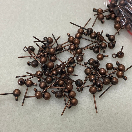 4mm Ear Stud (20) - Ancient Brass - Bead Shack
