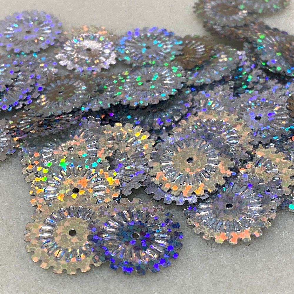 Silver Flat Flower Sequin 10 grams