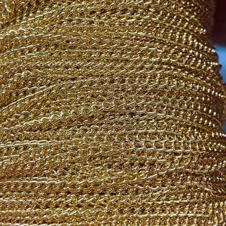 Close-up of a roll of gold linked chain
