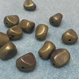 15mm Pinched Nugget (10) - Matte Bronze - Vintage Lucite Beads - Bead Shack
