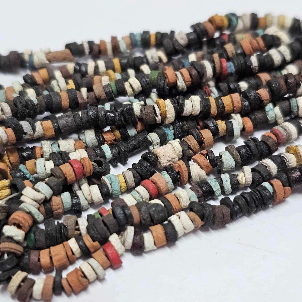 Desert Night (1 Strand) - Vintage Faience Clay Egyptian Mummy Beads