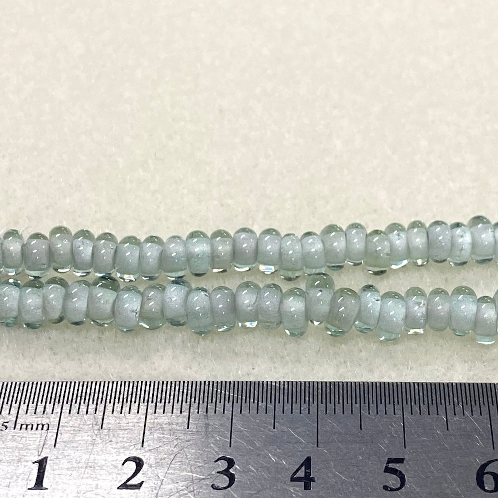 3x6mm Donuts - Transparent Light Sea Green - Java Glass Lampwork Beads - (1 strand)