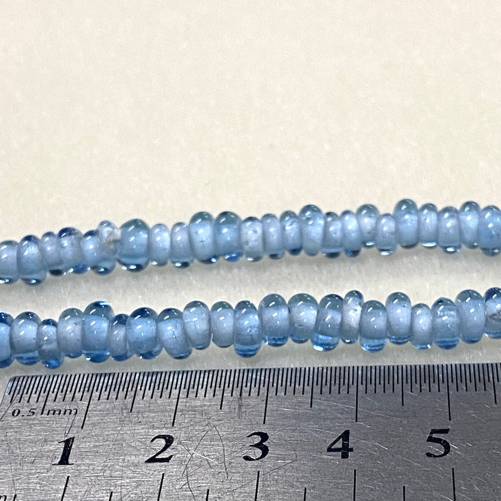 3x6mm Donuts - Transparent Ice Blue - Java Glass Lampwork Beads - (1 strand)